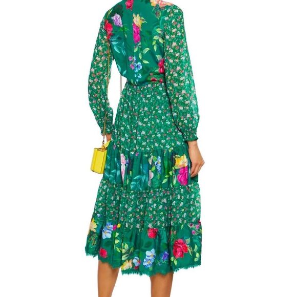 Marchesa Notte Floral Print Midi Length Dress,$795 Sz 8 - Picture 2 of 13